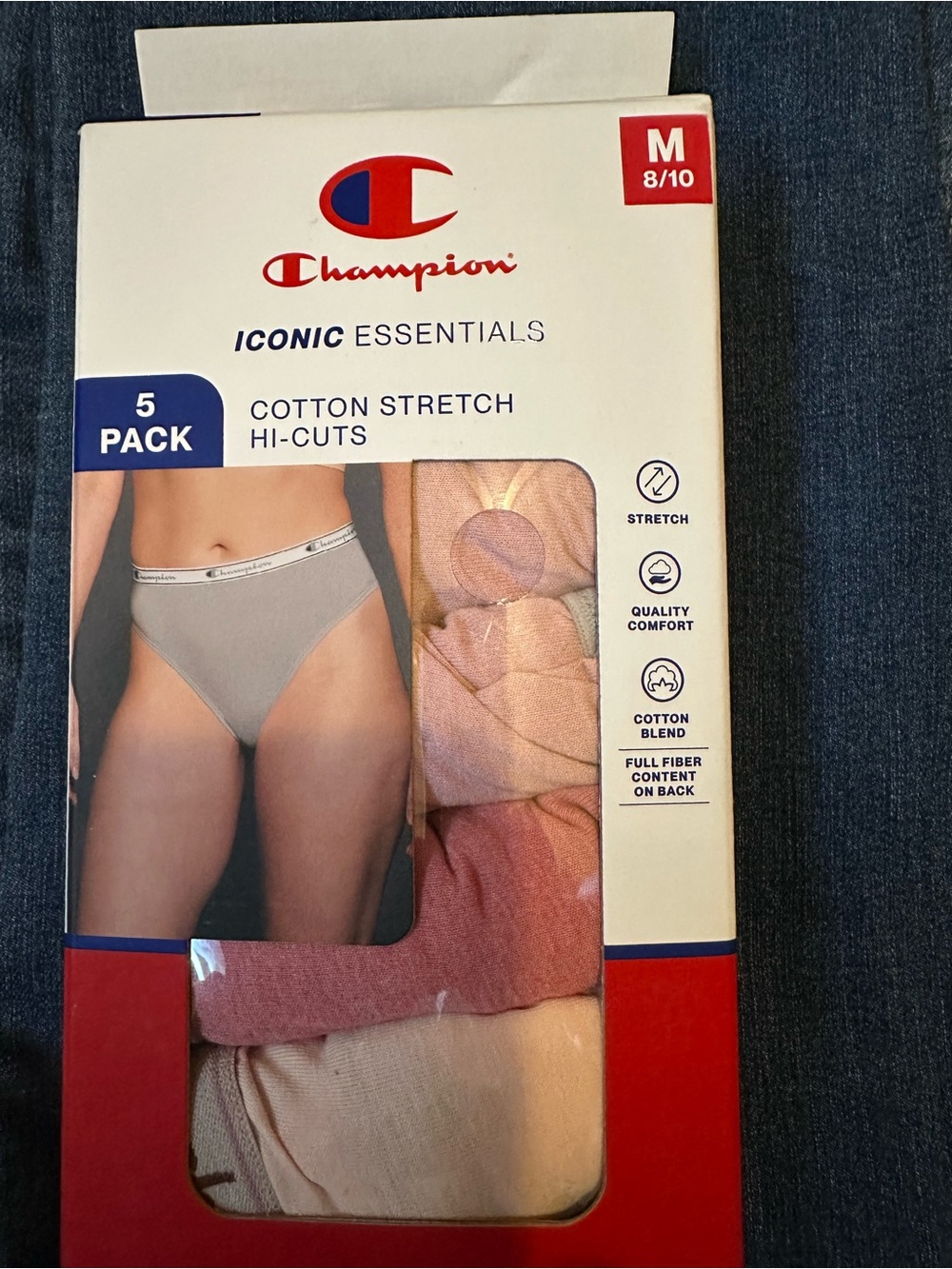Champion Iconic Essentials 5-Pack Cotton Stretch Hi-Cut Underwear - Neutral Mix